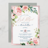 PixDezines Wasserfarben Delikat Bat Mitzvah Einladung (Vorne/Hinten)