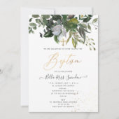 PixDezines Wasserfarben Grüne Taufe Einladung (Vorderseite)