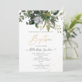 PixDezines Wasserfarben Grüne Taufe Einladung (Stehend Vorderseite)