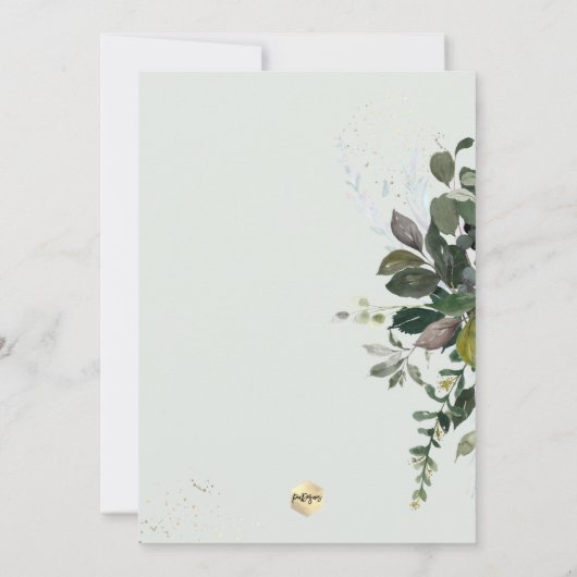 PixDezines Wasserfarben Grüne Taufe Einladung (Rückseite)