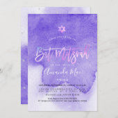 PixDezines Wasserfarben Lavendel Lila Bat Mitzvah Einladung (Vorne/Hinten)