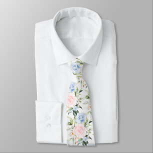 PixDezines Wasserfarben Rosen Blassblau Krawatte