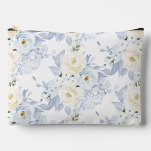 PixDezines Wasserfarben-Rosen Eisblau Creme Zubehörtasche