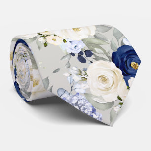 PixDezines Wasserfarben-Rosen Navyblau Creme Krawatte