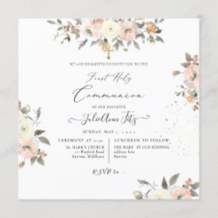 PixDezines Wasserfarbenblush+Creme-Rose-Kommune Einladung