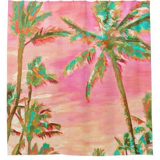 PixDezines Wasserfarbeneffekte/Hawaii/Strand Duschvorhang (Vorderseite)