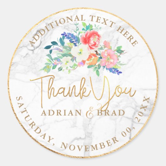 PixDezines Wasserfarbenmarmor+Imitate Gold Runder Aufkleber (Vorderseite)