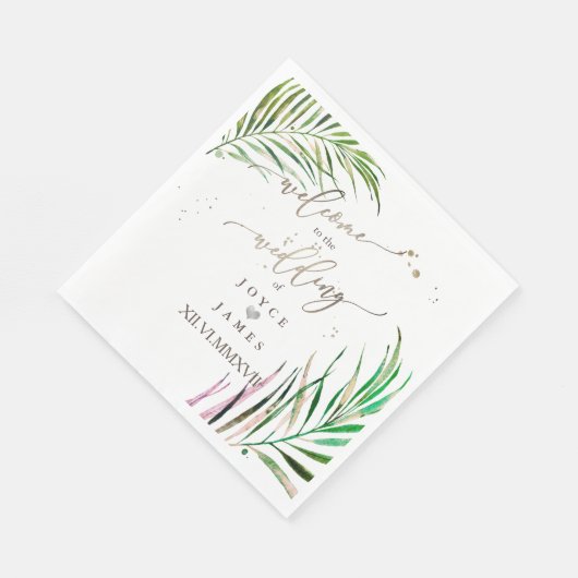 PIXDEZINES WASSERFARBPALMFRONEN SERVIETTE (Ecke)