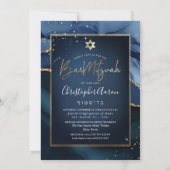 PixDezines Watecolor Agate, Slate Blue Bar Mitzvah Einladung (Rückseite)
