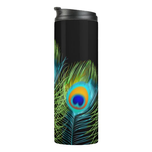 PixDezines Watercolor Affect Peacock Feather Thermosbecher (Nach rechts gedreht)