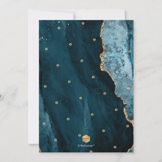 PixDezines Watercolor Agate, Aquamarin Gold Einladung (Rückseite)