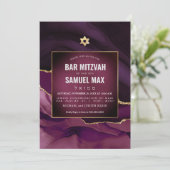PixDezines Watercolor Agate Burgundy Mitzvah Einladung (Stehend Vorderseite)