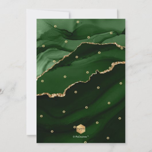 PixDezines Watercolor Agate Dark Green Mitzvah Einladung (Rückseite)
