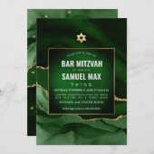 PixDezines Watercolor Agate Dark Green Mitzvah Einladung (Vorne/Hinten)