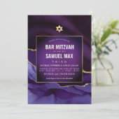 PixDezines Watercolor Agate Eggplant Mitzvah Einladung (Stehend Vorderseite)