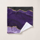 PixDezines Watercolor Agate Lila Goldvenen Badhandtuch Set (Waschlappen)