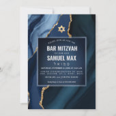 PixDezines Watercolor Agate Slate Blue Mitzvah Einladung (Vorderseite)