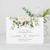 PixDezines Watercolor Alabaster Rose Eukalyptus Einladung (Stehend Vorderseite)