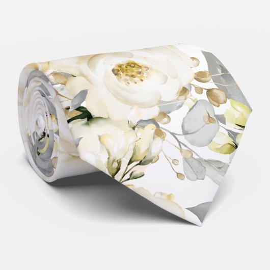 PixDezines Watercolor Alabaster Rose Neck Tie Krawatte (Gerollt)