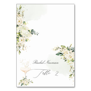 PixDezines Watercolor Alabaster Rose Zent Tischnummer