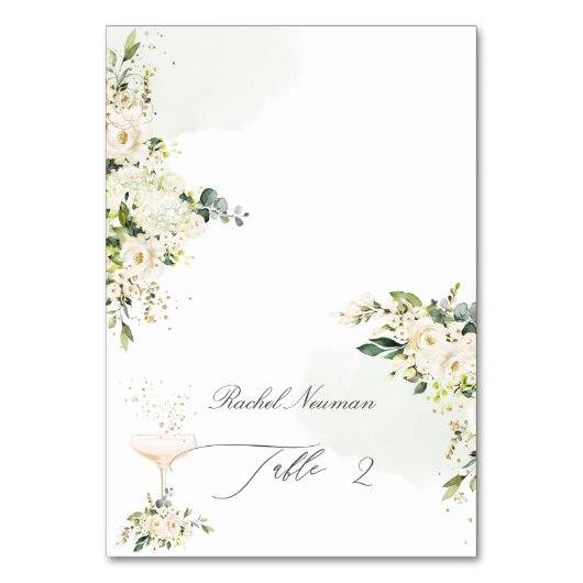 PixDezines Watercolor Alabaster Rose Zent Tischnummer (Vorderseite)