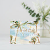 PixDezines Watercolor Beach Rett Date Foto Ankündigungspostkarte (Stehend Vorderseite)