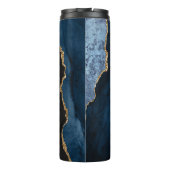 PixDezines WATERCOLOR BLAUE AGATE IMITATS GOLD VEI Thermosbecher (Rückseite)
