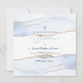 PixDezines Watercolor Bleue Agate, Baptême garçon Einladung (Rückseite)