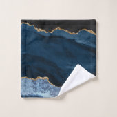 PixDezines Watercolor Blue Agate Gold Veins Badhandtuch Set (Waschlappen)