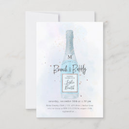 PixDezines Watercolor Blue Champagne Brunch Bubbly Einladung