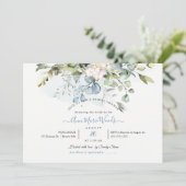 PixDezines Watercolor Blue Gum Eucalyptus Bridal Einladung (Stehend Vorderseite)