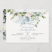 PixDezines Watercolor Blue Gum Eucalyptus Bridal Einladung (Vorne/Hinten)