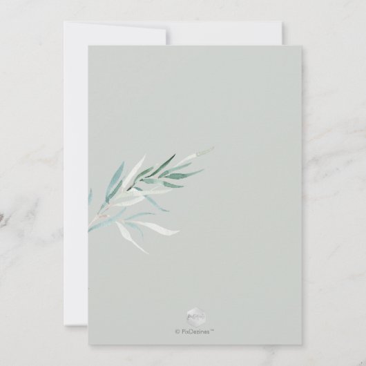 PixDezines Watercolor Blue Gum Eucalyptus Foto Einladung (Rückseite)
