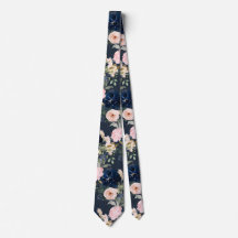 PixDezines Watercolor Blume Navy Blue Pink Neck