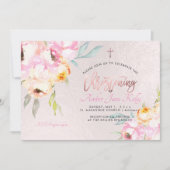 PixDezines Watercolor Blume Peonies Christening Einladung (Vorderseite)