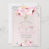 PixDezines Watercolor Blume Peonies Christening Einladung (Vorderseite)