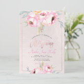 PixDezines Watercolor Blume Peonies Christening Einladung (Stehend Vorderseite)