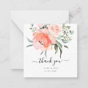 PixDezines Watercolor Blush Coral Rose Vielen Dank Mitteilungskarte