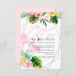 PixDezines Watercolor Blush Flamingos Babydusche Einladung