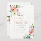 PixDezines Watercolor Blush Peonies Baby Shower Einladung (Vorne/Hinten)