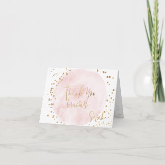 PixDezines Watercolor Blush Pink Gold Bat Mitzvah Dankeskarte