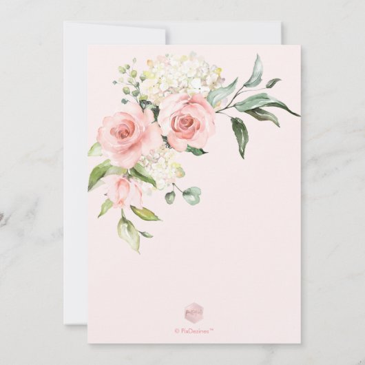 PixDezines Watercolor Blush Rose Brautparty Einladung (Rückseite)