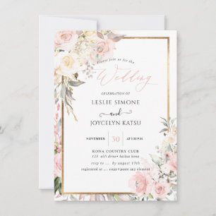 PixDezines Watercolor Blush Rose Hochzeit Einladung