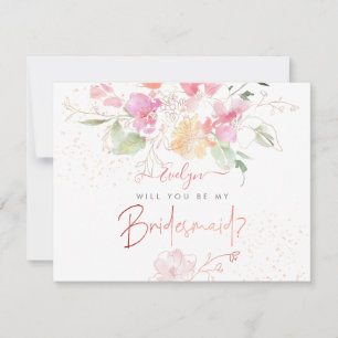 PixDezines Watercolor Blushing Romance Brautjungfe Einladung