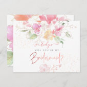 PixDezines Watercolor Blushing Romance Bridesmaid Einladung (Vorne/Hinten)