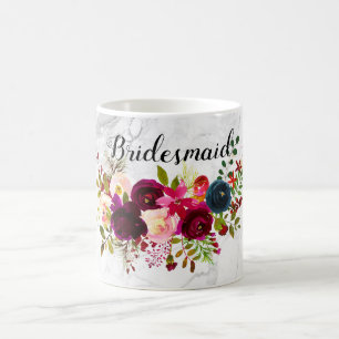 PixDezines Watercolor Bordeaux+Blaue Blumen Kaffeetasse