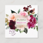 PixDezines Watercolor Burgundy Blush Blume Quadratische Visitenkarte (Vorderseite)
