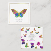 PixDezines Watercolor Butterflies Quadratische Visitenkarte (Vorne/Hinten)