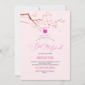 PixDezines Watercolor Cherry Bat Mitzvah Einladung (Rückseite)