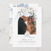 PixDezines Watercolor Cream Rose Blue Hyde Save The Date (Vorne/Hinten)